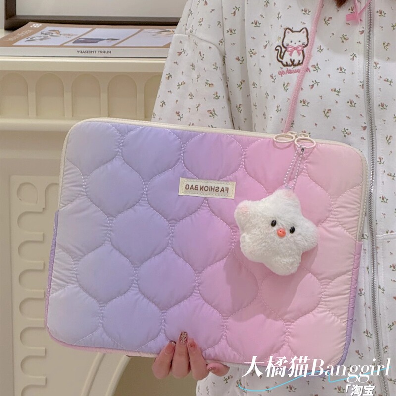 Girly Gradient Color 11inch iPad Tablet Protective Case MacBook Sleeve Bag 14inch Laptop Bag