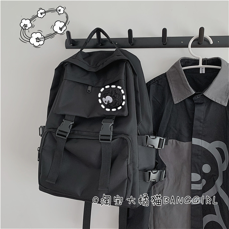 School bag women Korean version of Takahara Suku ulzzang college student versatile ins backpack large capacity dark backpack male