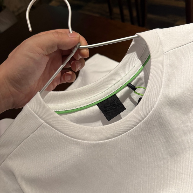 A Big Hit after a Half-Year Wait! the Neckline Is the Highlight! Unisex Business Commuter Round-Neck Embroidered Solid Color Short-Sleeve T-Shirt