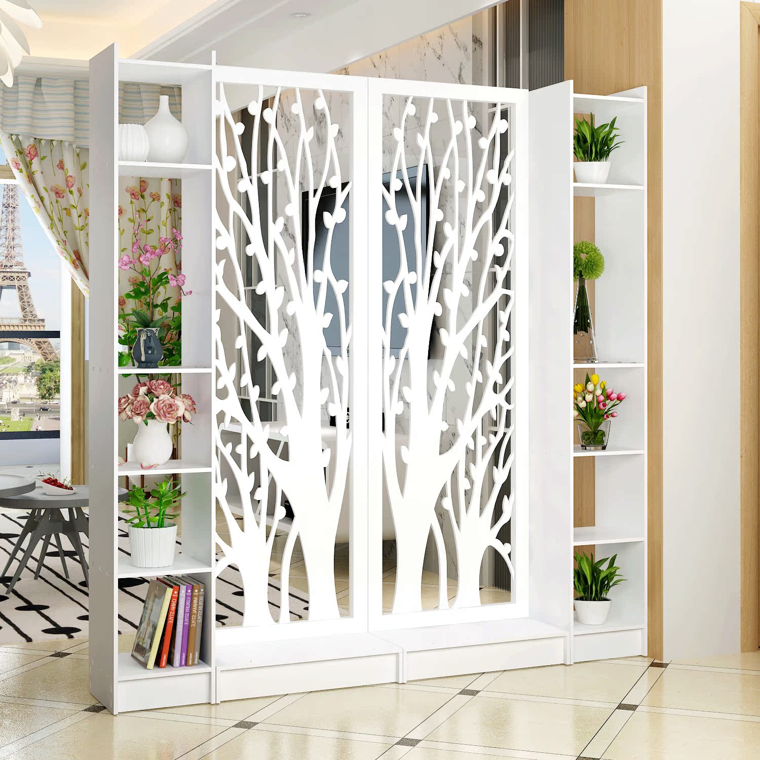 Màn hình vách ngăn phòng khách hiên tủ thời trang hiện đại phong cách châu Âu foyer trang trí tủ rỗng chạm khắc nền cửa sổ - Màn hình / Cửa sổ khung bảo vệ cửa sổ bằng gỗ