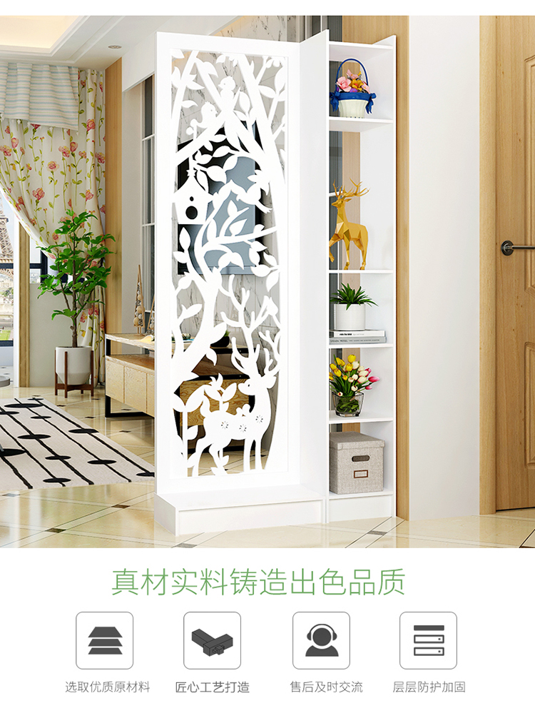 Màn hình vách ngăn tủ Châu Âu rỗng đơn giản hiện đại phân vùng tủ phòng khách màu trắng chạm khắc màn hình gấp hai mặt tiền sảnh - Màn hình / Cửa sổ vách ngăn phòng khách bằng gỗ đẹp