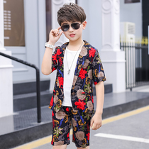 Childrens suit suit suit boys summer clothes middle and big childrens catwalk show costume small host shorts boy dress casual