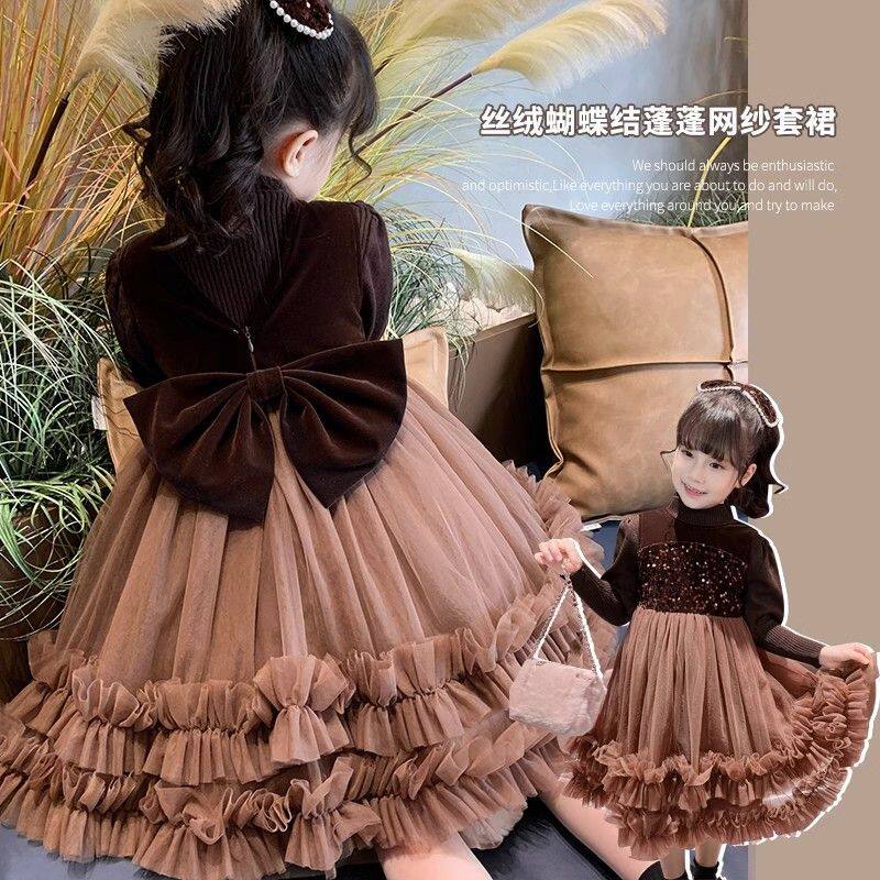 sachin and babi light blue dress New Spring Autumn Girls Princess Velvet Elegant Girl Kids Birthday Dresses  Baby Casual 1-10Ys Vestidos Clothes main image 1