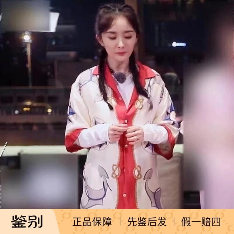 102525 Size 48 Gucci Men's Shirt, Same Style as Yang Mi, Short-Sleeved Shirt That Can Be Worn Outside