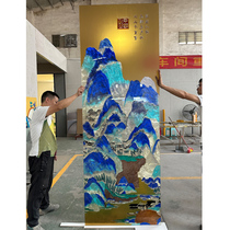 Modern light luxury living room blocking enamel color pure handmade art glass customized living room screen partition entrance light transmission