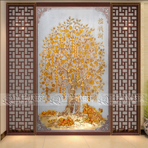 Art glass TV background wall entry porch screen partition carved aisle shoe cabinet craft glass cash cow