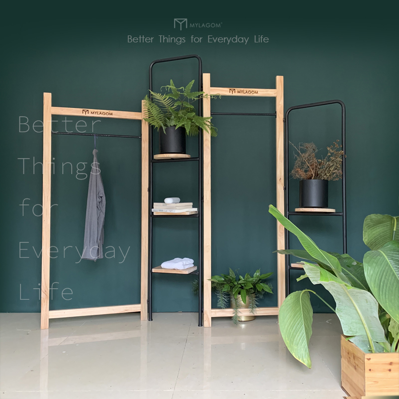 Rắn gỗ rèn màn hình trang trí nhà phân vùng gấp di động đơn giản sáng tạo quần áo giày và móc treo phong cách Bắc Âu - Màn hình / Cửa sổ vach ngan phong khach dep
