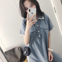 Fat Mm Summer Dress Pop New Style Retro Conspicuia Slim Fit Dress Girl Fat Girl Big Code Cover Tummy Minus a word dress