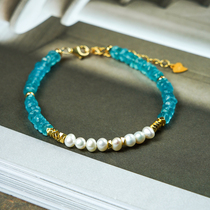 Blue Apatite Pearl Bracelet