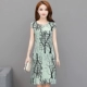 Váy lụa cotton cho phụ nữ trung niên và cao tuổi Phần giữa dài 2020 mới cỡ lớn cotton nhân tạo cho mẹ mùa hè - Váy eo cao