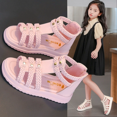 Сандалии, летний розовый наряд маленькой принцессы, модные туфли, 2025 года, мягкая подошва