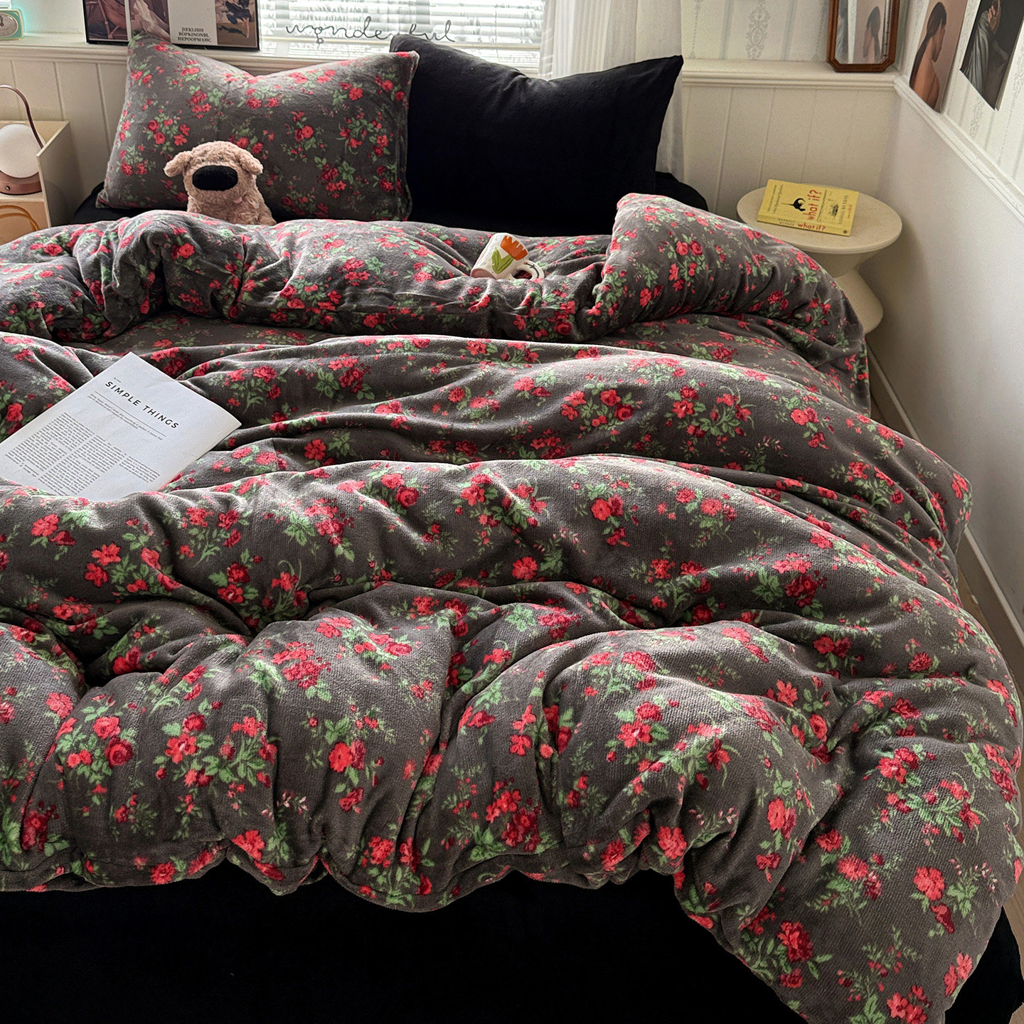 2026 New Korean Style Lace Milk Velvet Four-Piece Set with Pastoral Small Floral Pattern, Thickened Double-Sided Velvet Bed Sheet and Duvet Cover for Autumn and Winter