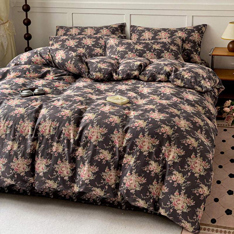 2026 New Product, Pure Cotton Double-Layer Yarn Four-Piece Bedding Set, Simple Bed Sheet, Duvet Cover, Fitted Sheet, 4-Piece Set for Spring