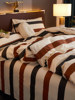Striped Cotton Four-Piece Set Pure Cotton Bedding Spring and Summer Bed Sheet Nordic Simple Duvet Cover 1.8 Fitted Sheet Three-Four Piece Set