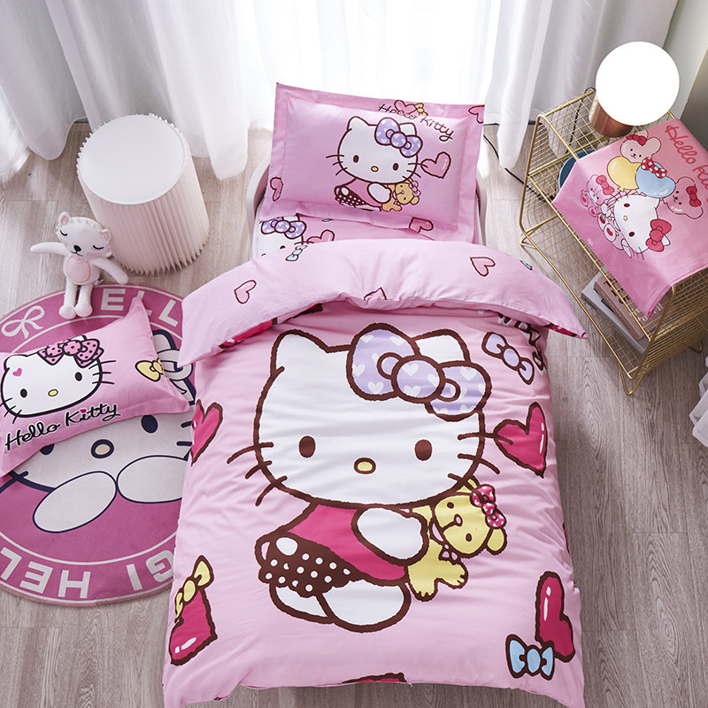 KT Cat Kindergarten Quilt Three-piece Set Cotton Children's Bedding Baby Nap Cotton Bedding Containing Core Six-piece Set