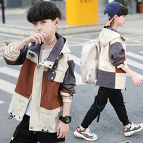 Childrens boys autumn jacket 2021 new middle and Big Boy spring and autumn casual hooded jacket Korean tide