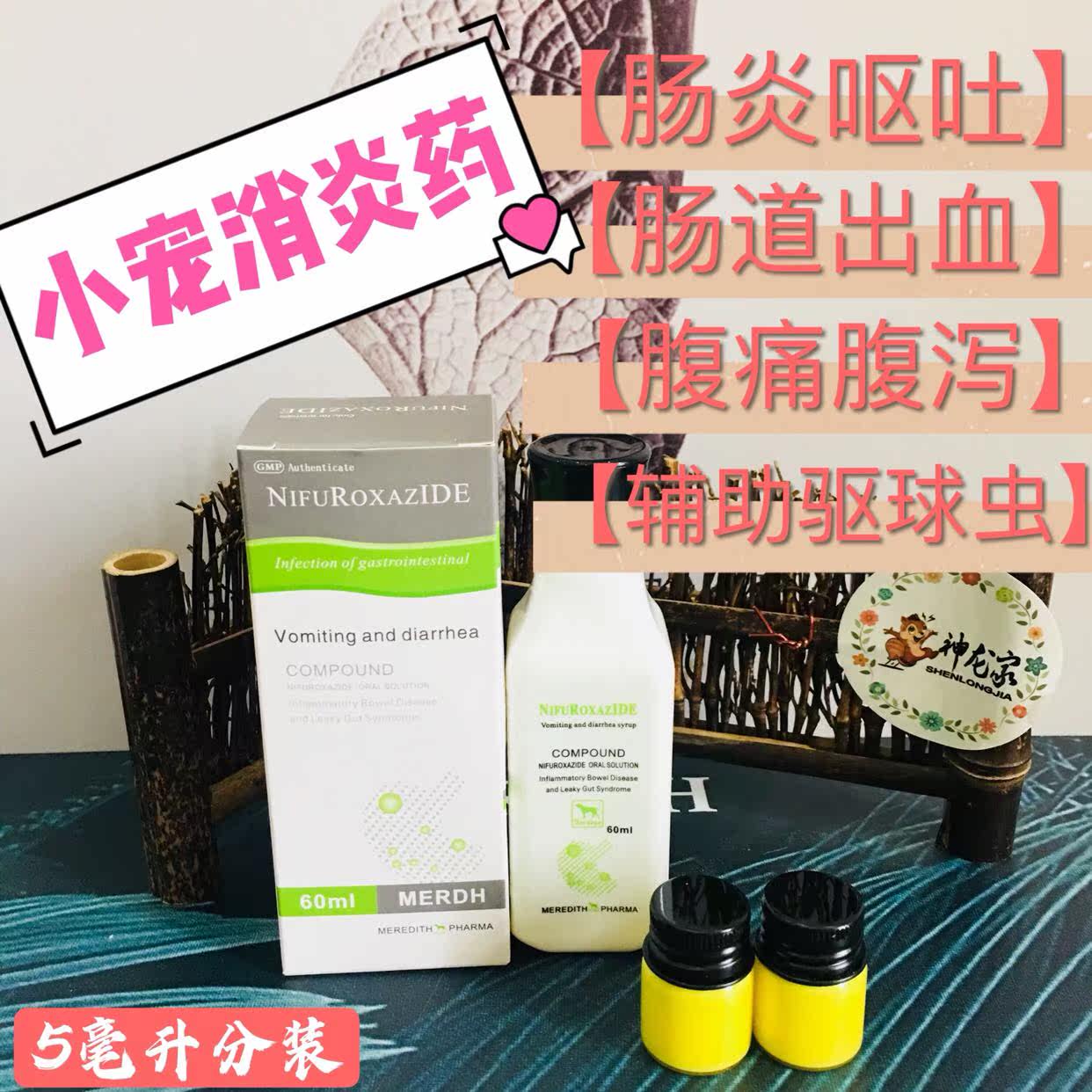 Recommended small pet gastrointestinal anti-inflammatory drug Squirrel groundhog flower branch mouse hamster auxiliary coccidiosis treatment pine 5 ml
