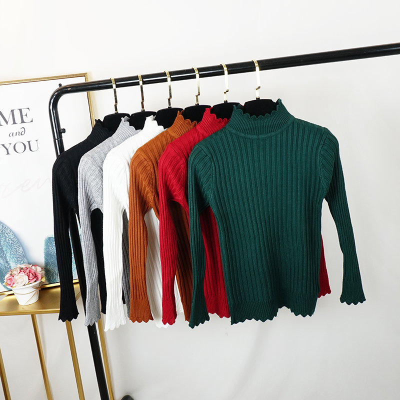 Áo sơ mi nữ đáy dài Slim 2018 thu đông 2018 áo len mới nửa cổ cao phiên bản Hàn Quốc của áo len dệt kim dày hoang dã áo len nữ hàng hiệu