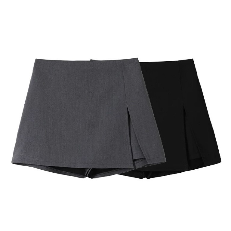 Spring/Summer 2025 New A-Line Short Skirt with Irregular High Waist, Slimming Slit Design, Suit-Style Short Skirt for Women