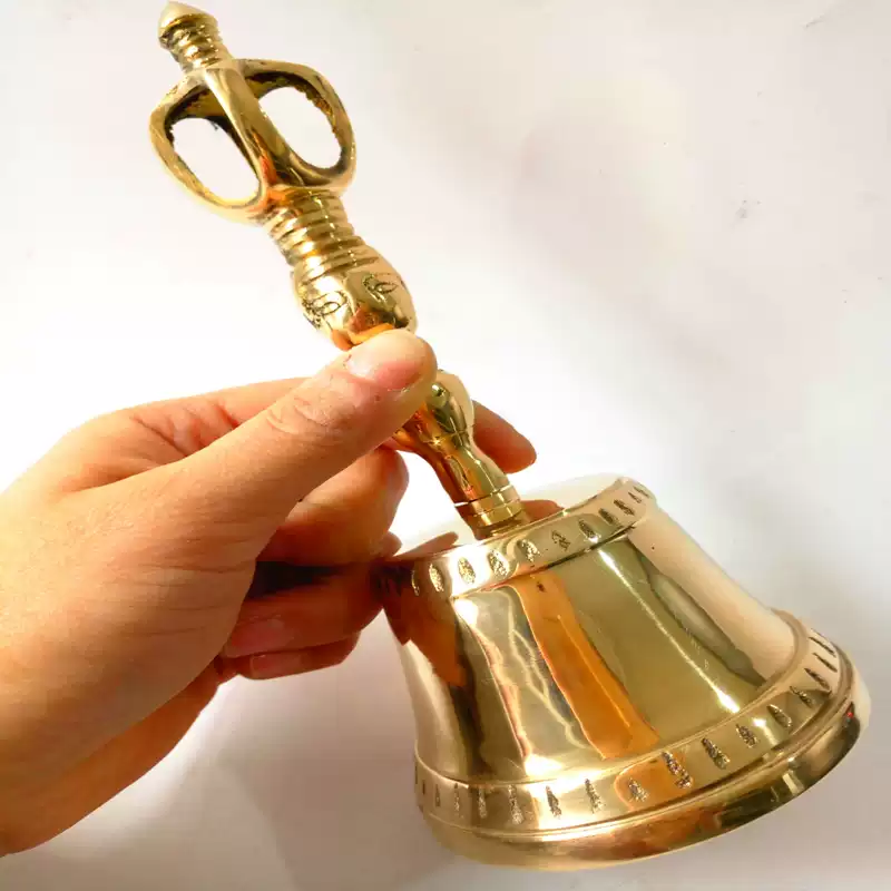 道士法器太極八卦道家三叉鈴純銅手搖鈴三清鈴黃銅鈴鐺純銅林正英