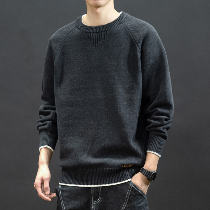 MWBI Fake Two Sweaters Men Lazy Fall Winter Black Casual Line Clothes for Early Autumn New Knitted Sweater