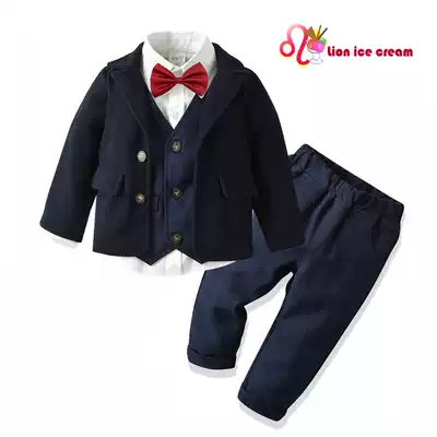 Boy piano vest 5-piece celebration dress 130 autumn winter woolen blazer blazer 90-140 pass banquet suit