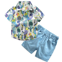 Boys Holiday Set Summer Beach Two Piece Set Children 140 Beach Flower Shirt Short Sleeve Flower Shirt Childrens Clothing