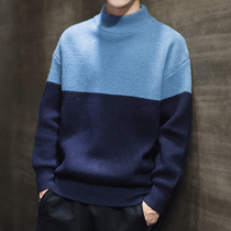Autumn Winter 2022 new mens Korean version half-high collar sweaters Knitted Shirts Personality Trendline Jersey Men