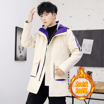 Gush thickened mid-length jacket male and Korean version trendy mens autumn winter cotton clothing windsuit jacket with clothing winter clothing