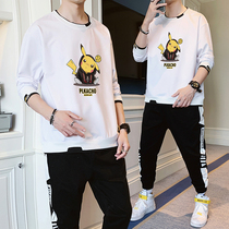 Mens long sleeve T-shirt blouses spring new 2022 trendy clothes cartoon sweatshirt suit mens undershirt mens clothing