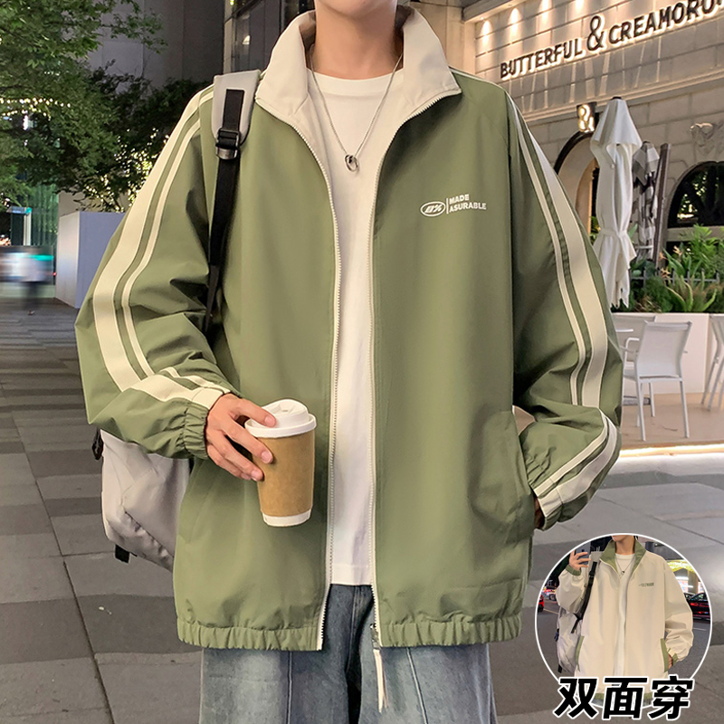 Men's Jacket for Spring and Autumn 2026, New Style Outdoor Jacket, Student Autumn and Winter Wear, Reversible Stand Collar Jacket with Thick Fleece Lining Men's Jacket for Spring and Autumn 2026, New Style Outdoor Jacket, Student Autumn and Winter Wear, Reversible Stand Collar Jacket with Thick Fleece Lining
