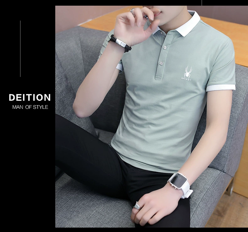 Hè 2018 phiên bản Hàn Quốc mới của xu hướng áo thun tay ngắn cổ áo cotton kinh doanh áo thun mỏng thời trang POLO áo phông nam tay ngắn