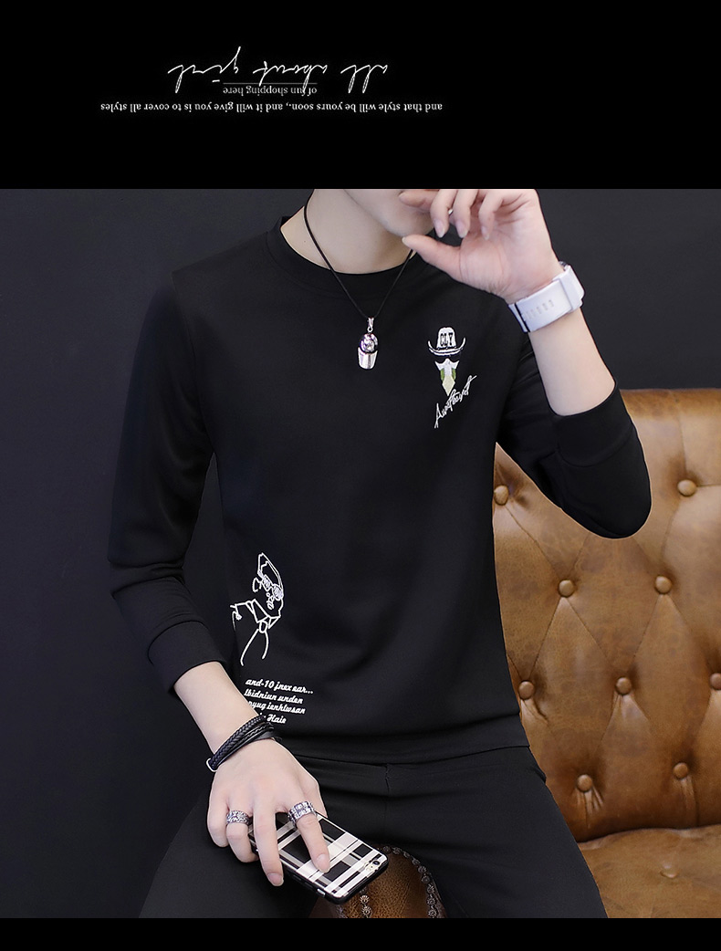 Áo thun nam tay dài ấm áp và ấm áp Quần áo mùa đông Áo sơ mi nam nhỏ xu hướng đẹp trai và áo nhung dày áo thun unisex