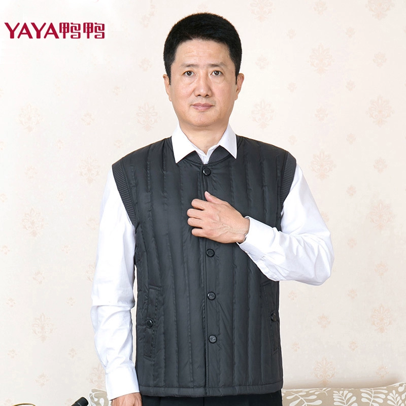 Vịt nam chính hãng xuống vest vest trung niên và người già dày lên mùa thu và mùa đông cha mặc vest xuống cá nhân - Dệt kim Vest