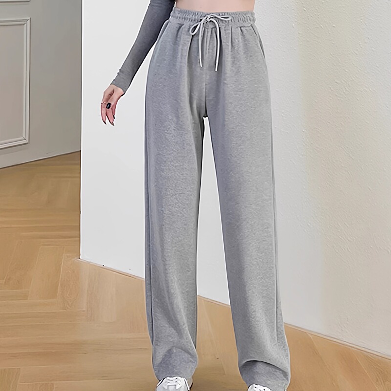 Women's Summer Thin Straight-Leg Wide-Leg Pants 2025 Style Cropped Petite Gray Loose Casual Sweatpants Women's Summer Thin Straight-Leg Wide-Leg Pants 2025 Style Cropped Petite Gray Loose Casual Sweatpants