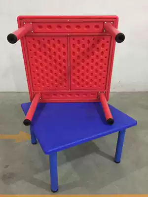 Children's plastic tables and chairs square desks Kindergarten tables Red, blue, yellow and green children's tables can be raised and lowered