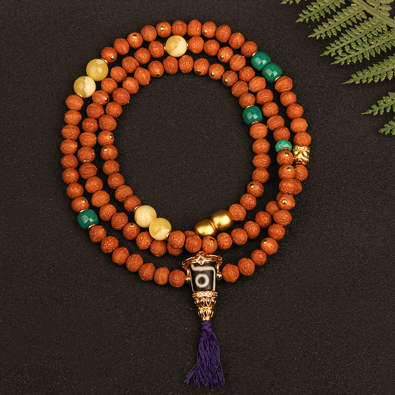 Liu Yuning's Same Style Domestic Small Phoenix-Eye Bodhi 108-Bead Prayer Beads with Jujube Seed, Unisex Neck Pendant and Crossbody Accessory