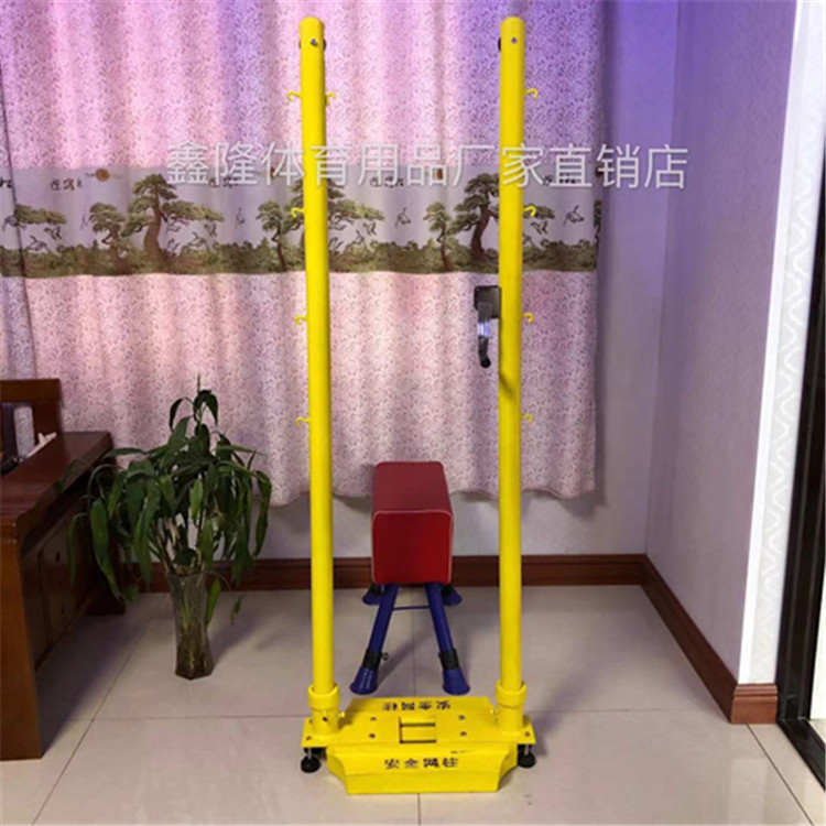 Removable belt wheel full cast iron double column connecting body badminton post badminton rack badminton mesh post badminton net rack