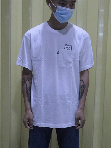 Противоречивая подлинная модная футболка бренда Ripndip, футболка из чистого хлопка с короткими рукавами, сделано в Мексике, кот на среднем пальце, средний кот