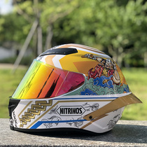 Motorcycle helmet male and female full helmet full cover personality cool Four Seasons locomotive racing helmet tail full helmet