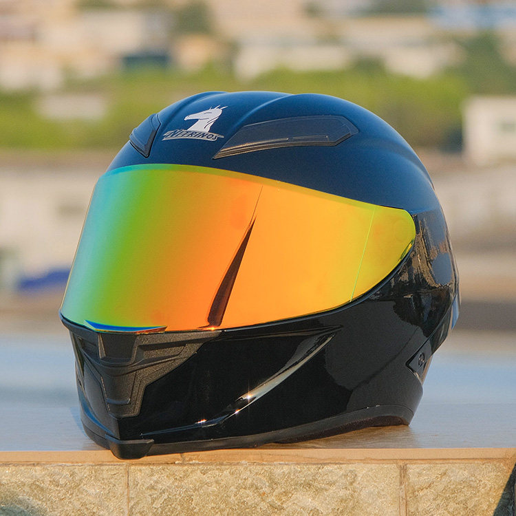 Locomotive Safety Helmet Pure Black Season Male Lady Summer Safety Locomotive Racing Plus Grow Tail Capsized Full Armor