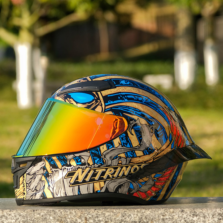 Locomotive personality hat four seasons of dazzling men and women motorcycle car 3C certified full helmet Pharaoh Growing