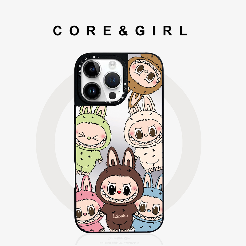 Coregirl Co-Branded Labubu Phone Case Suitable for Apple 17 Pro Max, New 16 Pro Beautiful Apple Phone Case, 15 Plus Trendy Model, 14 Pro Mirror Surface, 13 Magnetic, 12 Shockproof Case