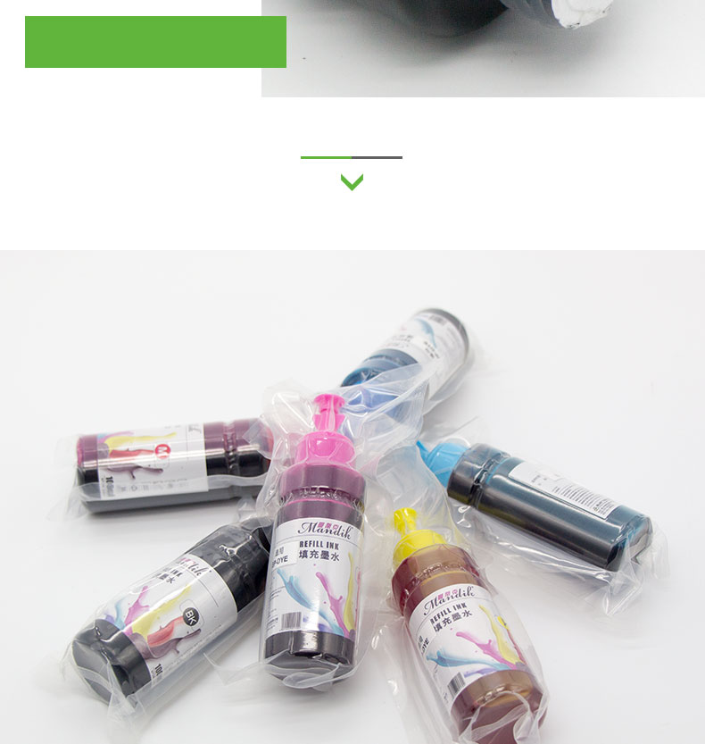 Máy in 6 mực màu Áp dụng máy in phun Epson Epson để đổ mực nhuộm 100ML - Mực mực máy in epson l3110