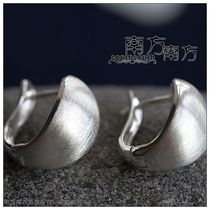 Such as silk Thai handmade southern Southern sterling silver jewelry 925 Korean temperament womens fashion brushed stud earrings ring buckle