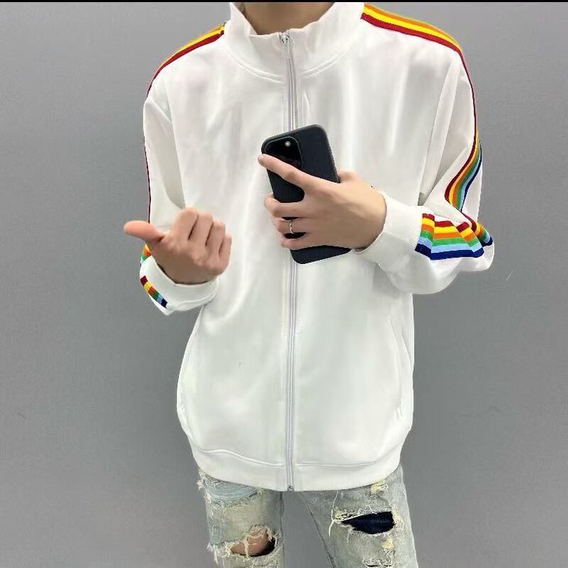 【Detailed Video Available】Guangzhou High-End Luxury Style Embroidered Rainbow Angel Jacket for Students, Men and Women
