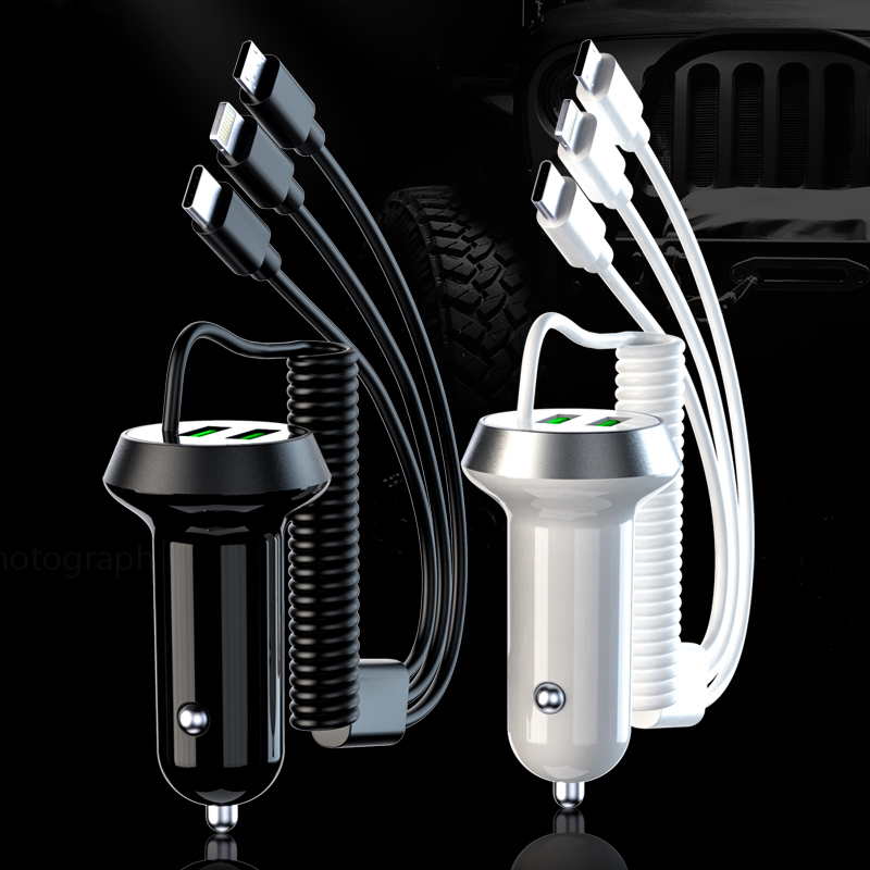Vehicle Charger Fast Charger with Lighting Convert plug One Toss Two Light Multi-function Multi-use One Drag Three