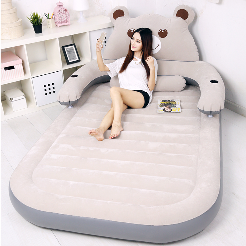 Cartoon air cushion bed thickened inflatable bed mat Household single double portable inflatable bed Simple cartoon folding lunch break bed