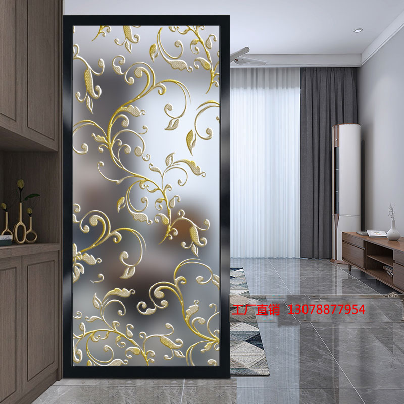 Nordic modern minimalist art glass screen bedroom shades the double-sided living room partition wall light luxury entrance door background