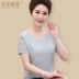 Áo thun mẹ mùa hè gas tay ngắn băng lụa 30 - 40 tuổi 50 áo sơ mi nữ nhỏ trung niên mùa hè quần áo nửa tay - Quần áo của mẹ đầm cho người trung niên u40 Quần áo của mẹ